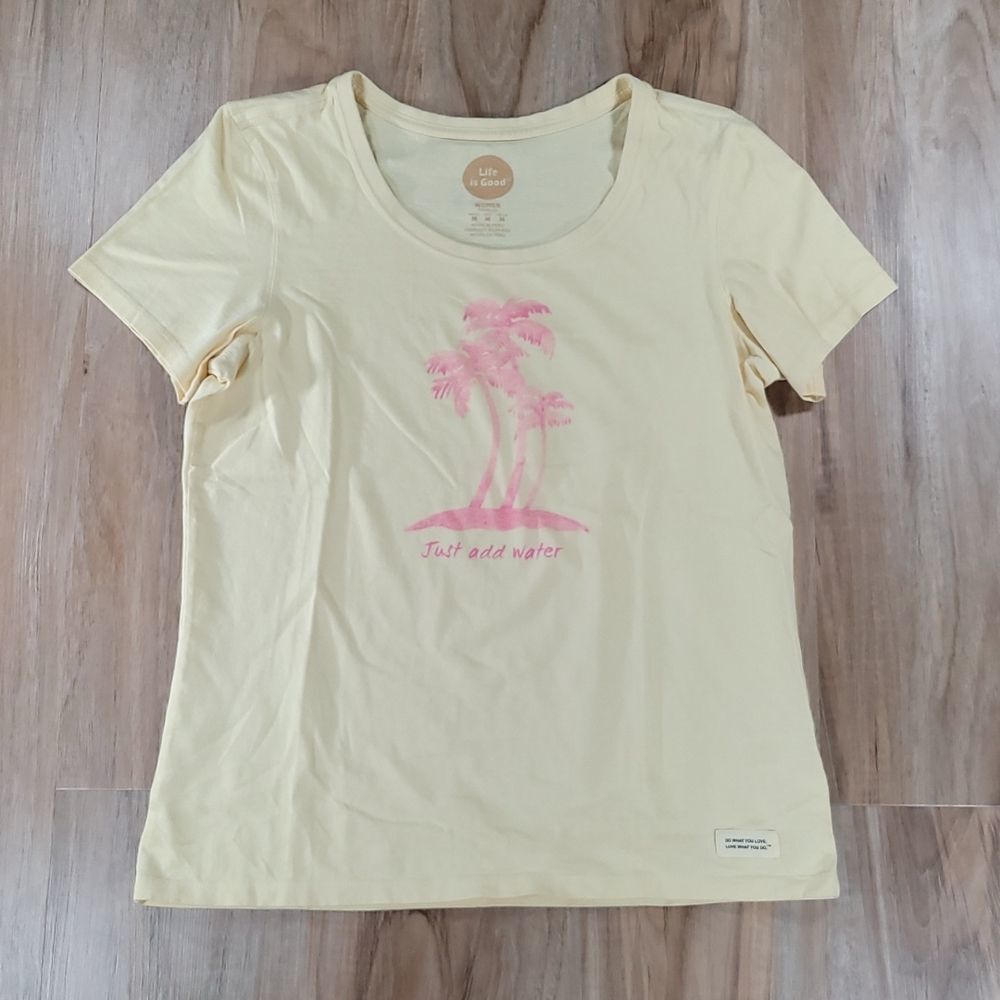 🔺️Life is Good Yellow Palm Tree Short Sleeve Top Medium